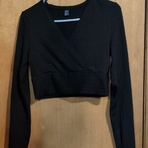 SHEIN Elegant Black Wrap Blouse